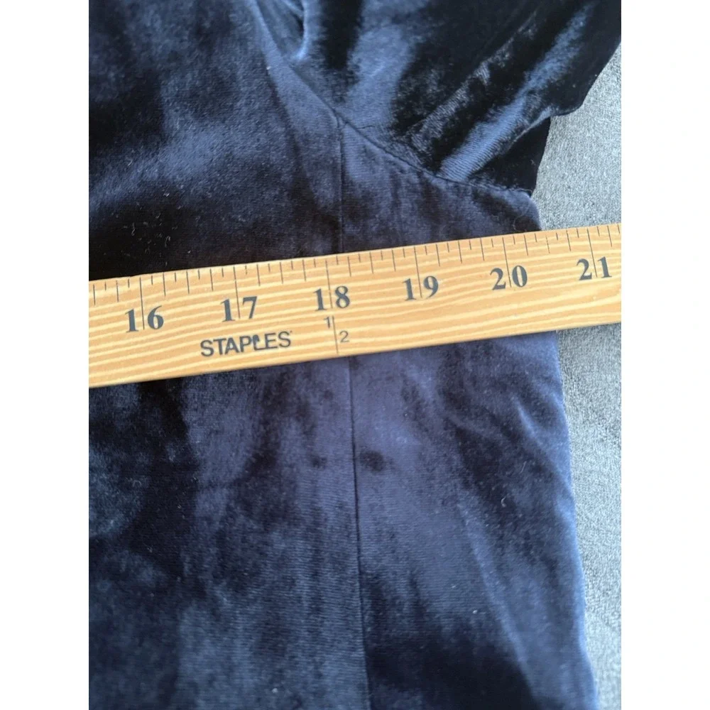 Ann Taylor Velvet Belted Blazer Jacket Coat Wrap Womens 14 Petite Dark Blue Navy